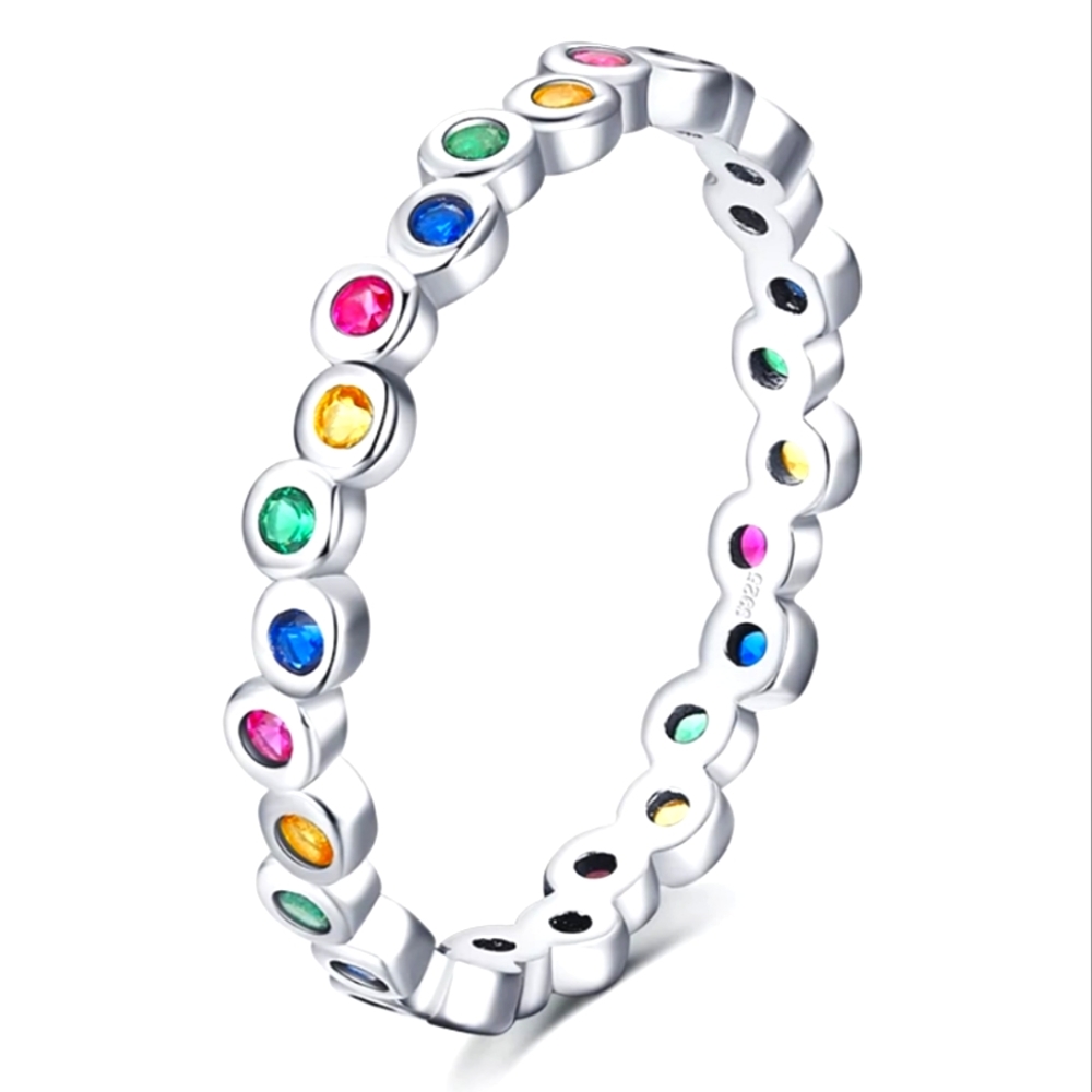 Sterling Silver Colorful Rainbow Bubbles Zircon